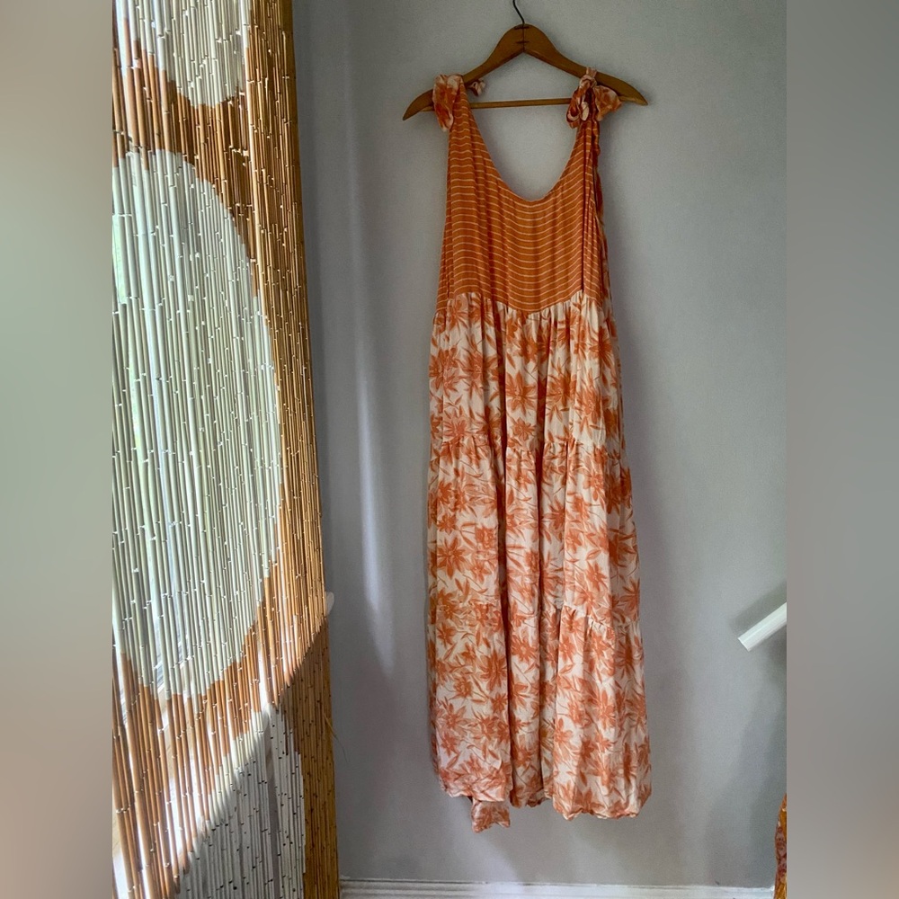 Kantha Bae Orange Floral Silk Dress.